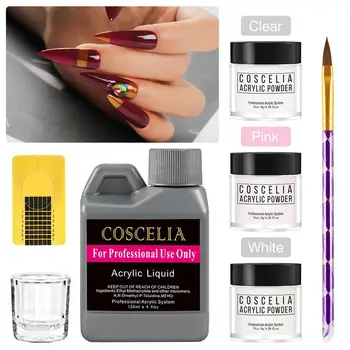 

COSCELIA Manicure Set Nail Acrylic Powder Glitter For Nail Extension Kit 30\75\120ML Acrylic Liquid Nail Art Kit For Manicure