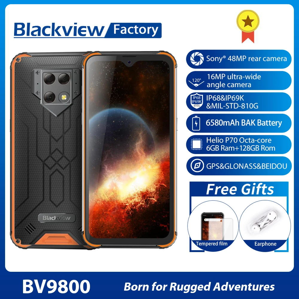 Blackview BV9800 Helio P70 6GB+ 128GB Android 9,0 смартфон 48MP камера IP68 Водонепроницаемый 6580mAh 6," FHD прочный мобильный телефон