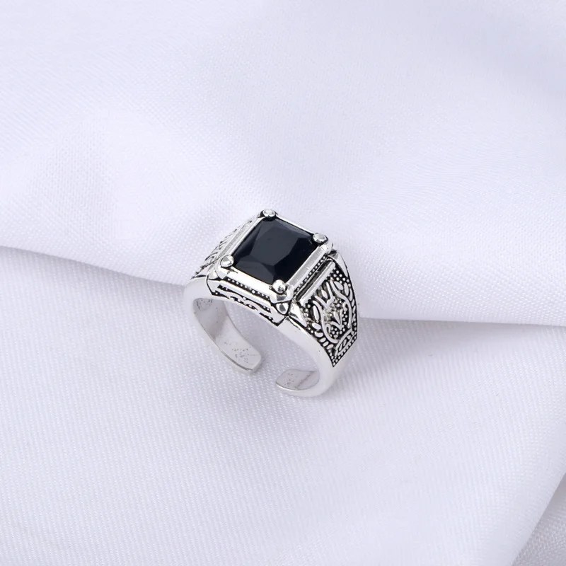 925 Sterling Silver Retro Black Crystal Men Ring Original Jewelry For Man Christmas Gift Never Fade silver rings silver ring