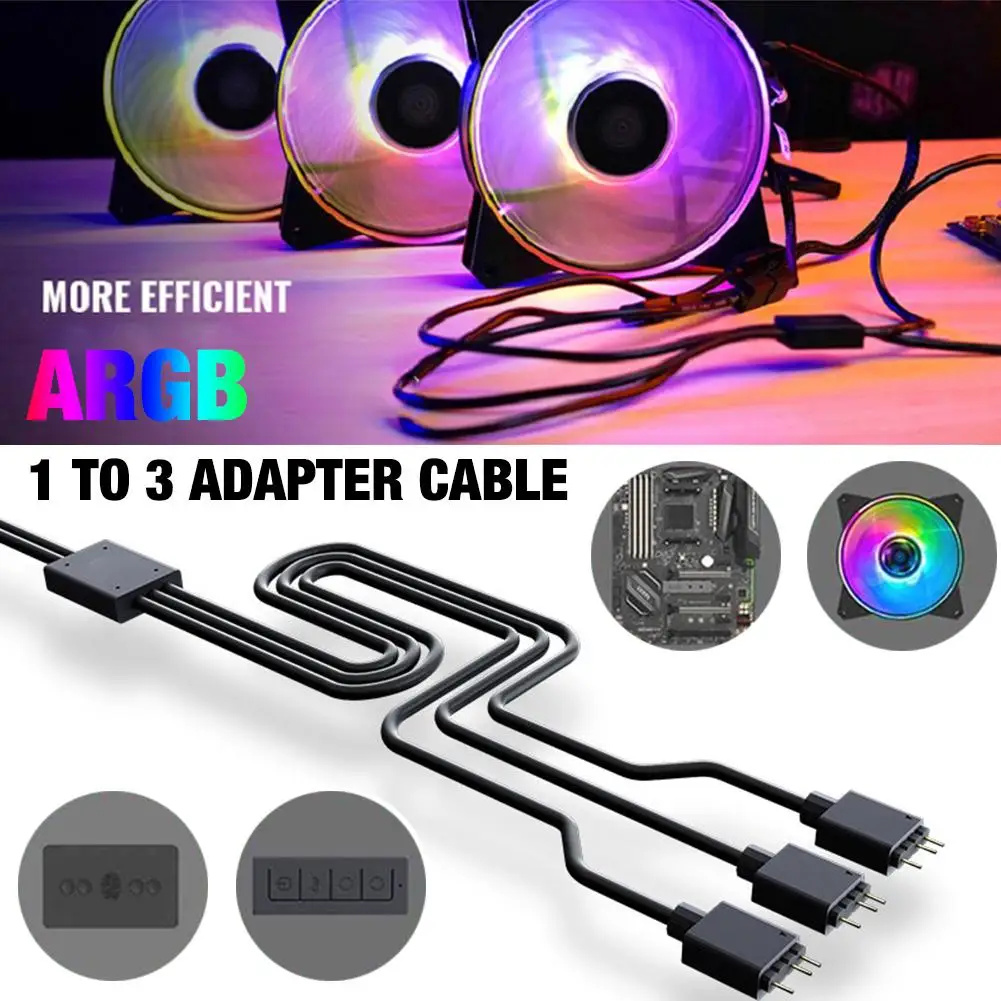 

New Adapter Cable Flexible 1 To 3 ARGB Splitter Cable For Addressable RGB LED Fan For ASUS,MSI,GIGABYTE,ASROCK RGB Motherboards