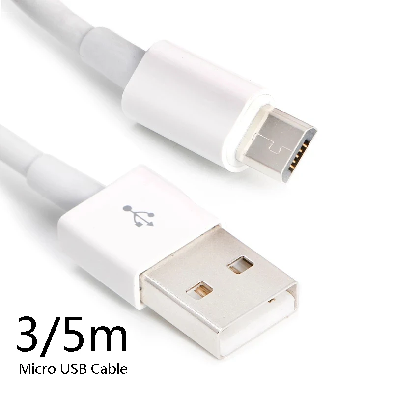 3/5 г. гибкий белый кабель meter шнур длинный зарядный провод Micro USB для Samsung Huawei Xiaomi
