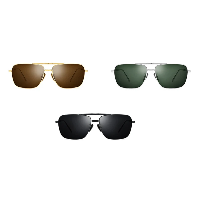 Титановые мужские поляризованные солнцезащитные очки UV400 серебряные/черные/Золотые Квадратные очки для мужчин винтажные складывающиеся очки