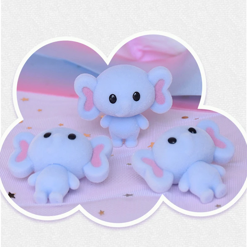 Милые пушистые Слоны, флокированные куклы, игрушки Kawaii, мини-украшения, игрушки для девочек, маленькие изысканные животные, игрушки, лучшие рождественские подарки