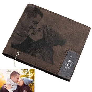 

Custom Wallet PU Leather Men's Personalized Bifold 2 Side Engraved Photo Wallets Thanksgiving Gifts for Him Mens Birthday Gifts