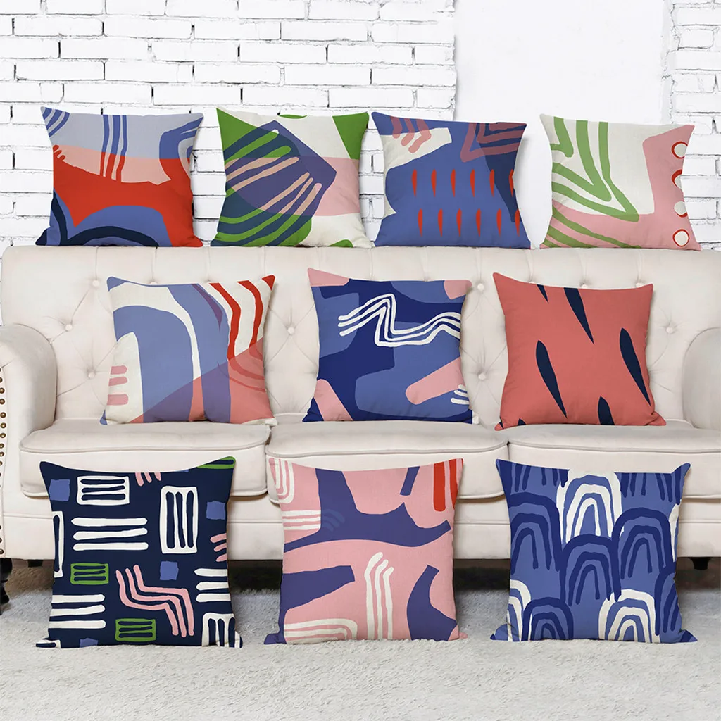 Ouneed Cushion Cover Colored ripple pattern Linen Throw waist Pillow cover 45X45 Office Home Decors animeative cojines drop ship