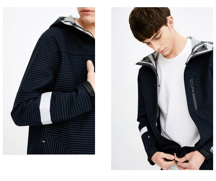 JackJones Осенняя мужская трендовая полосатая Повседневная куртка с капюшоном модная мужская одежда 218321552