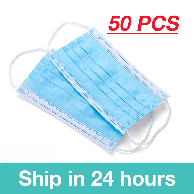 

50/100 pcs 3 Layer Disposable Mask Non-woven Face Mask Breathable Protective Mouth Masks Dustproof Thickened