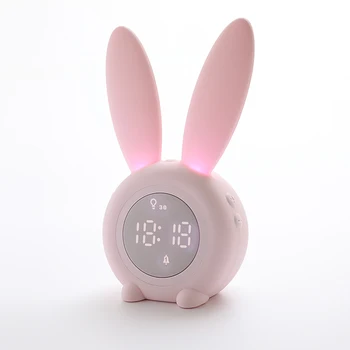 

QMJHVX Rabbit Alarm Clock Digital LED Clock Voice Control Wake Up Alarm Clocks Temperature Display Clocks sveglia digitale