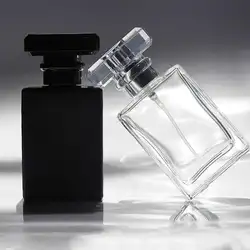 1 шт. 30 мл квадратная стеклянная бутылка для духов многоразовые бутылки черный и прозрачный парфюмерный флакон оптовая продажа