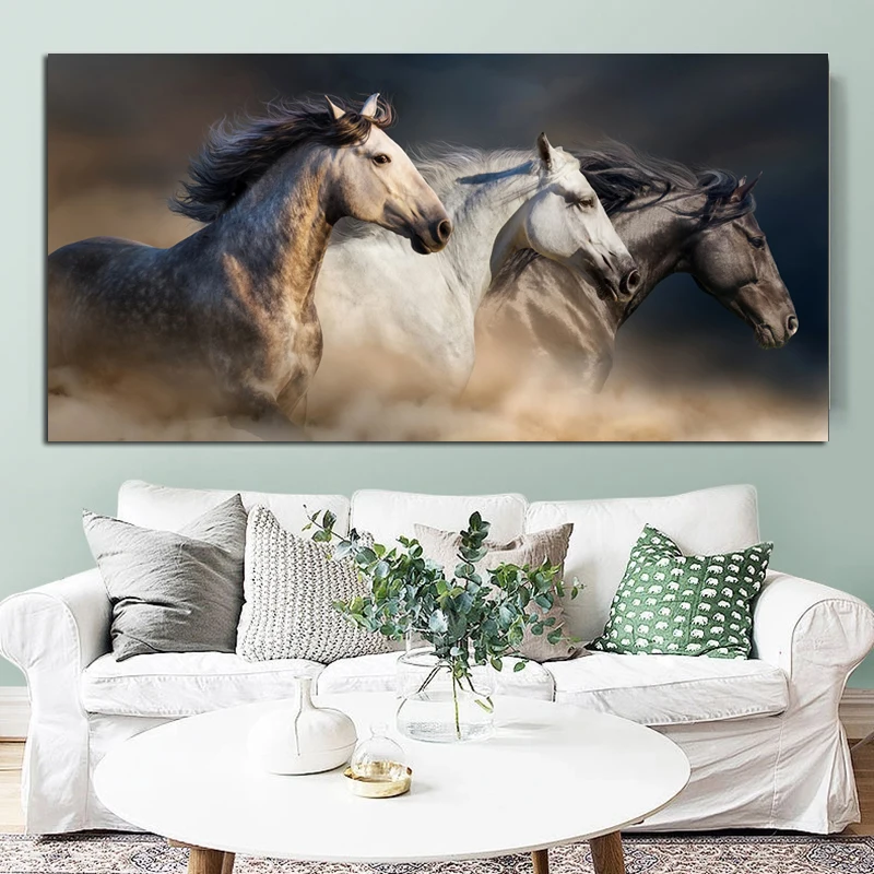 Лошадь арт пейзаж холст живопись Современные животные плакат настенные художественные плакаты и принты настенные картины для гостиной домашний декор