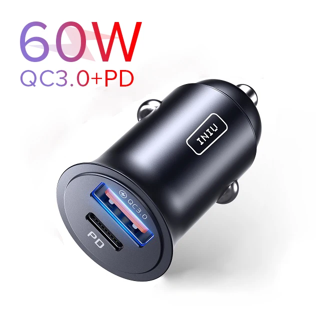 Fast charge 18w INIU 60W USB Car Charger 5A Type C PD QC Fast Charging Phone Adapter For iPhone 13 12 11 Pro Max 8 Xiaomi Samsung S21 S20 S10 S9 quick charge 3.0 Chargers