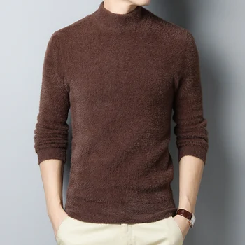 

male autumn winter long sleeve Knitwear Sweater men's half-high collar Solid color thick warm Knitwear Sweaters 025