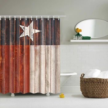 

Waterproof Thicken Polyester 3D Shower Curtain Vintage Wooden Board Mildew Proof Bath Tub Curtain with 12 pcs Hooks
