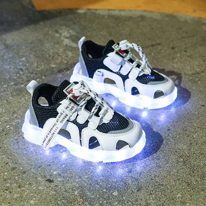 children's shoes for adults LED Children's Casual Sandals Kids Shoes for Girls Glowing Shoes USB Charged Baby Boy Luminous Sandals Lace Up Sports Sandals children's shoes for sale Children's Shoes