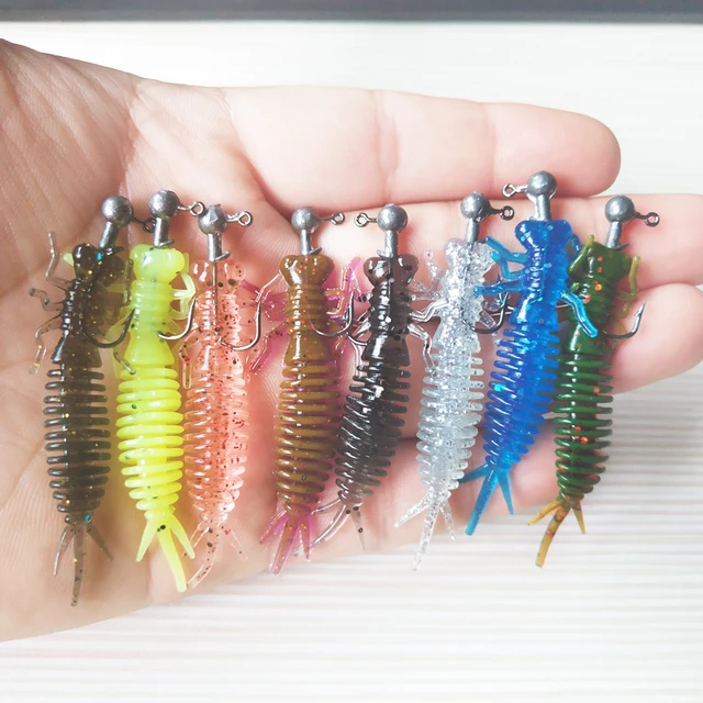 60mm /2.1g Grub Lures Soft Plastic Worm Lures Grubs Worm for Bass Fishing  Soft Bait for Jig Head 12pcs/lot
