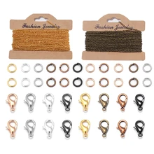 

1Roll Iron Plating 3m Length 2x3/3x4mm Cross Chain with 30pcs Single Ring 10pcs Lobster Clasp For DIY Jewelry Making Accessories