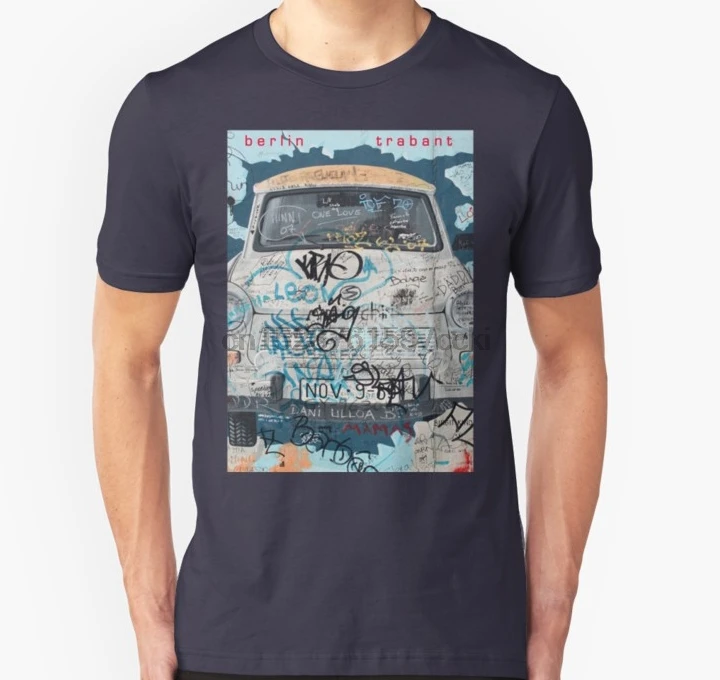 Для мужчин футболка Берлине Trabant автомобиля на стены унисекс с принтом фyтбoлкa т