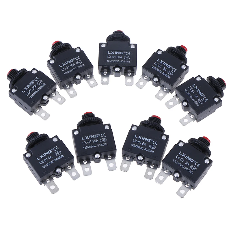 회로 차단기 과부하 보호기 스위치 퓨즈, 열 스위치 과부하 보호기 푸시 버튼, 3A, 4A, 5A, 6A, 8A, 10A, 15A, 20A, 30A
