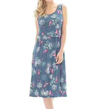 

Fashion Women's maternity dresses Cotton O-neck Pregnant Nursing Breastfeeding Summer Sleeveless Floral Dress Free shipping H4