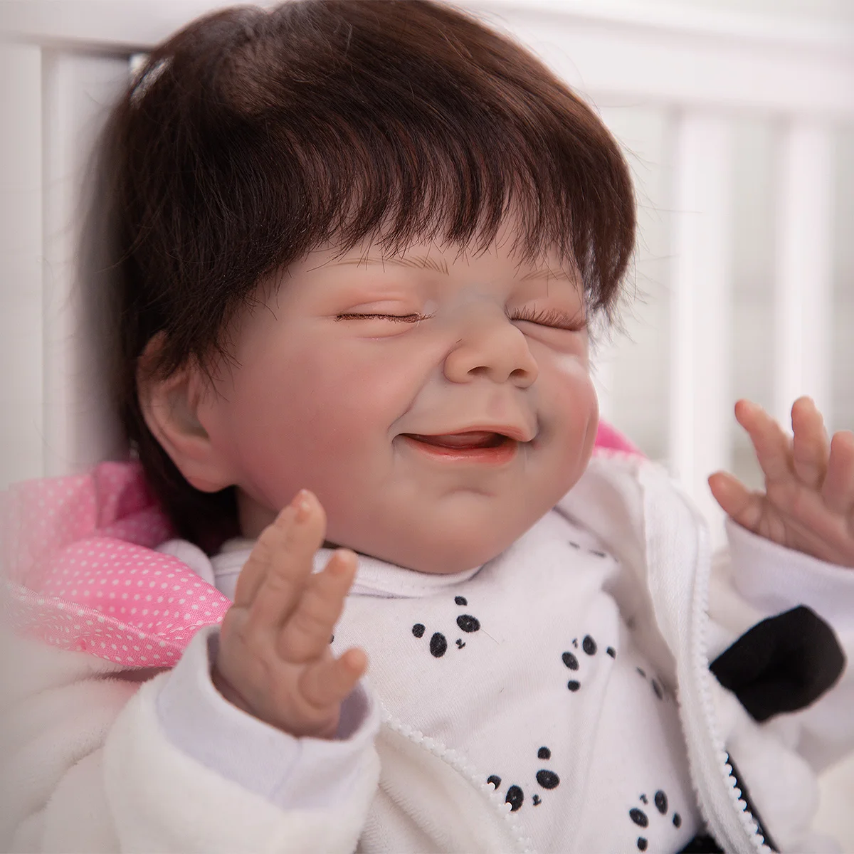 

Reborn Baby Doll 20 Inches Lifelike Newborn Smiley Baby Girl Vinyl Reborn Baby Doll Gift Toy for Children