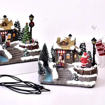 

1 Piece Of Luminescent Rotating Small House Music LED Light Driven Lighting Christmas Resin 22*19*14CM