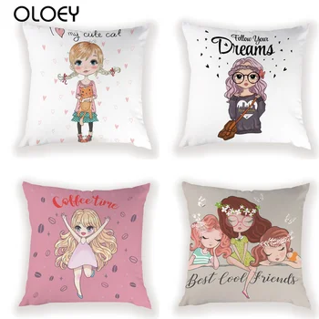 

Best Friend Polyester Soft Pillowcase Pink Chair Pillowcase Home Bedroom Hotel Car Decoration Living Room Cover Size 45x45cm ..