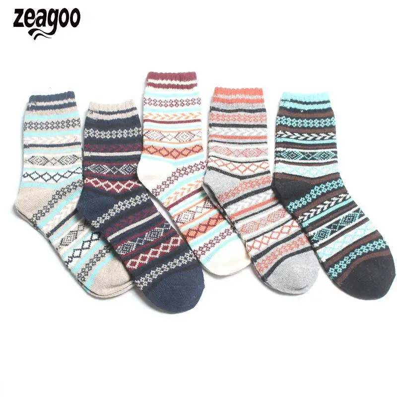 Men Winter Warm Thicken Breathable Comfortable Middle Tube Multicolor Casual Pack of Socks