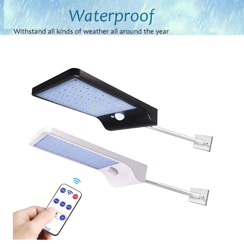 

Outdoor Street Waterproof Wall Lights 450lm 48 LED Solar Power Street Light PIR Motion Sensor Light Garden Security Lamp
