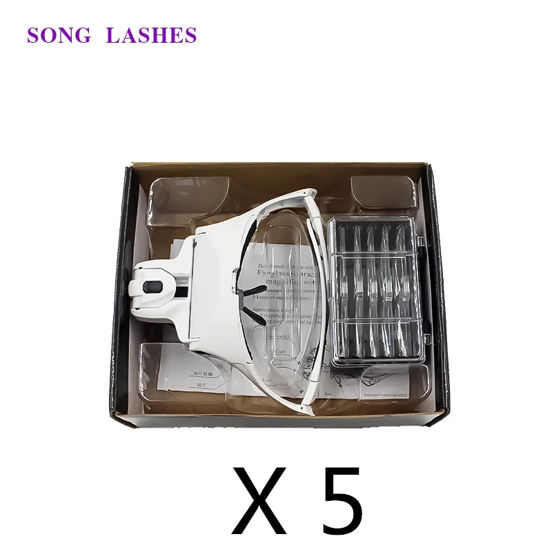 Song Lashes 1.0X 1.5X 2.0X 2.5X 3.5X Регулируемый линзы с 5ю категориями защиты оборудование для ремонта часов и ювелирных изделий с светодиодный наголовный фонарик увеличительное стекло светодиодный увеличительное Стекло es со светодиодной лампы - Цвет: 5 set