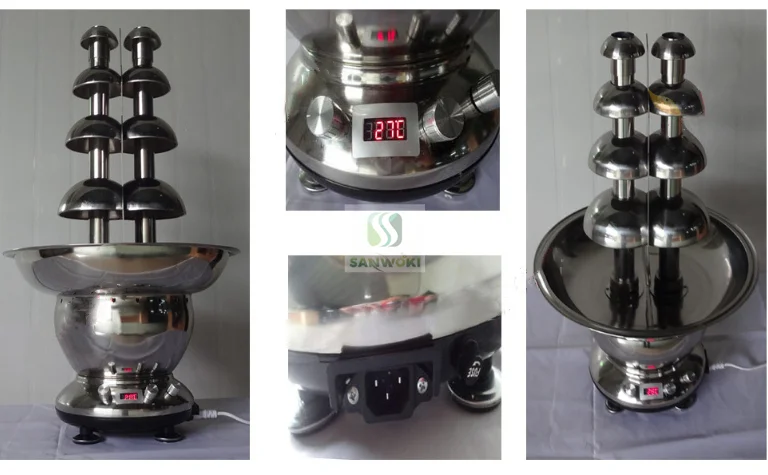 Double tower chocolate fountain machine double color chocolate waterfall machine stainless steel hotpot