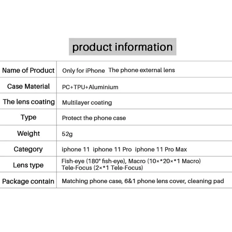 Смартфон защитный чехол для объектива для iPhone 11/11 Pro/11 Pro Max Все-в-одном с CPL макро двойной объектив мобильного телефона