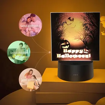 

Night Light Acrylic Halloween Gift Party Lamp Home Decor Halloween Decor LED Night Light ABS Romantic Decorative Black Bat