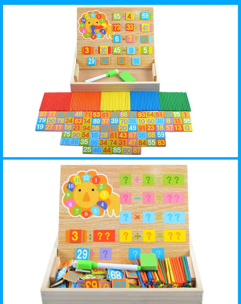 Mathematics Toy Addition And Subtraction Multiplication And Division with Numbers Computing Box of Wooden Counting Sticks Childr