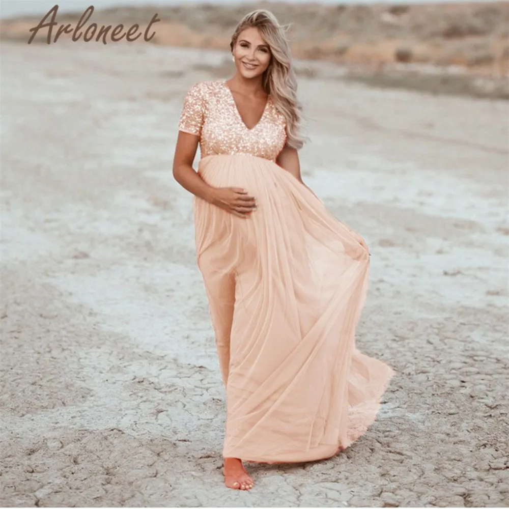 ARLONEET платья для беременных для фотосессии шифоновое платье для беременных с блестками Макси платье для беременных реквизит для фотосессии платье для беременных