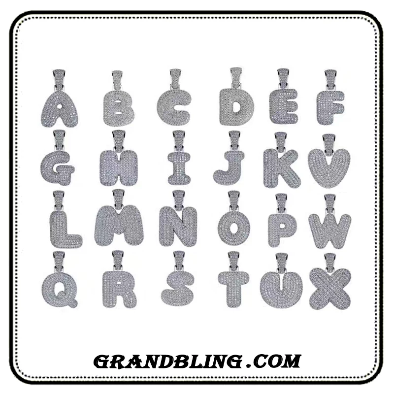 

Blingbling Hip Hop Jewelry Zircon Bubble Letters A-Z Iced Out Pendant Necklaces with Tennis Chain Luxury DIY Jewelry