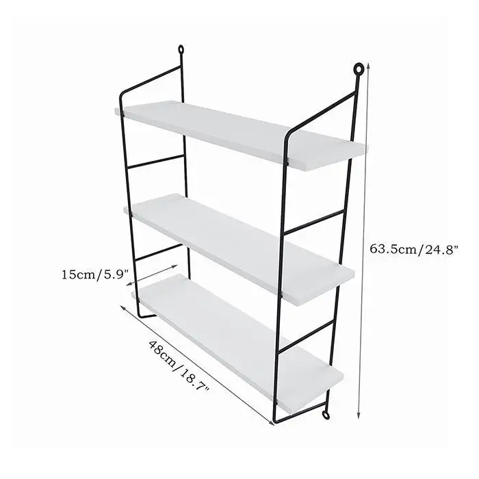 US EU In Stock 3 Tiers Rustic Floating Book Shelf Wall Mounted Storage Heavy Duty for Kitchen Bedroom Livingroom Wall Shelves