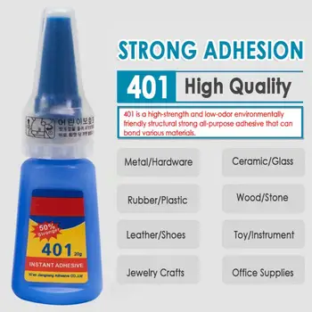 

1pc Super Glue Instant Adhesive 20g 401 Quick-drying Strong Bond Fast Leather Rubber 20g Office Supplies Super Glue DiY Craft