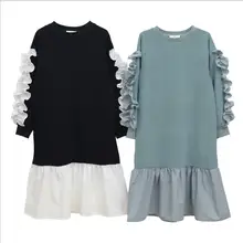 Длинное платье в стиле пэчворк для девочек; осень г.; Детские платья принцессы в Корейском стиле; модное высококачественное детское платье; повседневная одежда для подростков