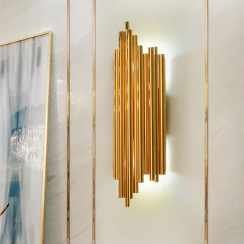 

Post Modern Light Luxurious Golden Wall Lamp A Living Room Television Background Wall Originality Personality Concise Bedside