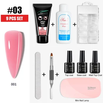 

ROHWXY Nail Extension Gel Set For Nial Art Tools Poly UV Gel Kit For Manicure Design Soak Off Nail Builder Gel Set For Painting