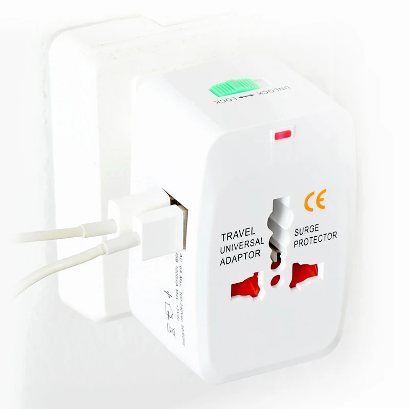 Universal International Plug Adapter with 2 USB Port World Travel AC Power Adaptor Charger with AU US UK EU Converter