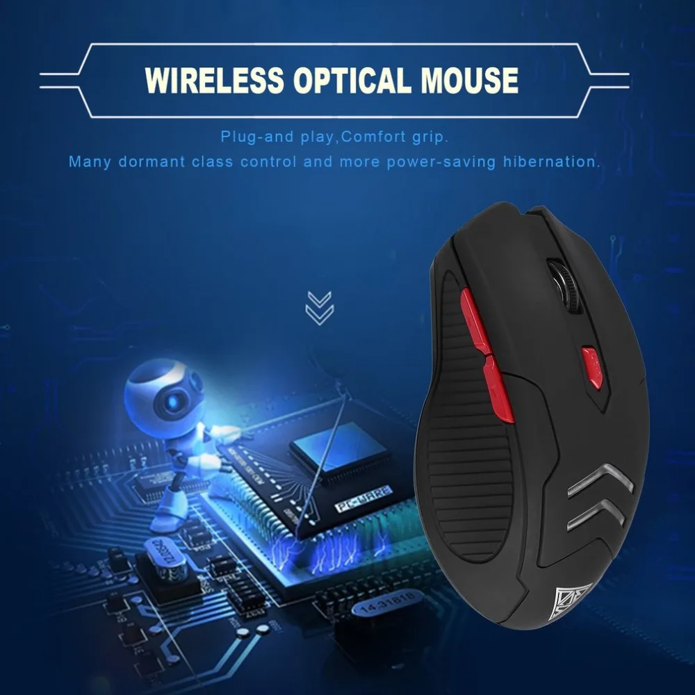 Plug& Play 2,4 ГГц Беспроводной оптический Мышь с Точек на дюйм регулируемый& 6 кнопок с USB 2,0 приемник для портативных ПК