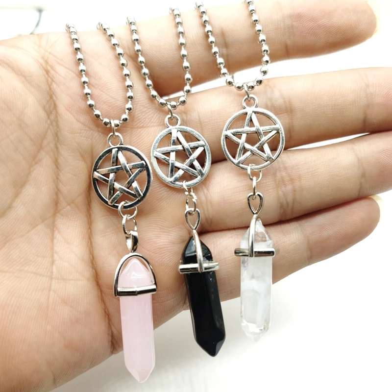 Fashion Trend Crystals Five-pointed Star Necklace Bohemian Hexagon Opal Pendant Female Crystal 2020 | Украшения и аксессуары