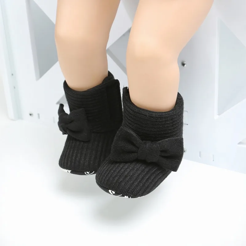 Зимний теплый вязаный ботинки для детей ясельного возраста для детей, на мягкой подошве, обувь детская обувь в цветочек для маленьких девочек ботинки для новорожденных сапоги на возраст от 0 до 18 месяцев - Цвет: 03B