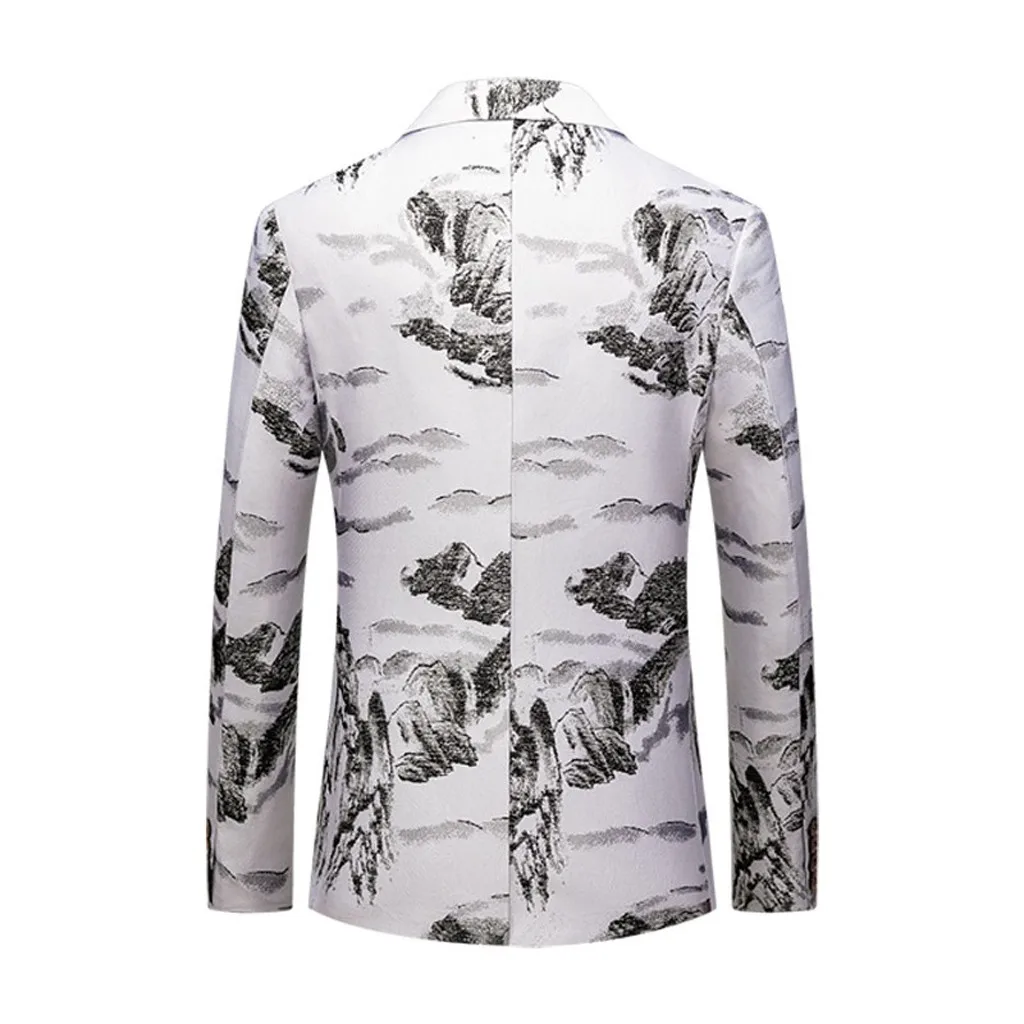 Men's Casual Business Wedding Long Sleeve Print Floral Suit Coat Jacket chaqueta de vestir hombre dropshiping 2019 W902