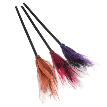 

Halloween Witch Broom Plastic Broom Props for Costume Party Halloween Decoration