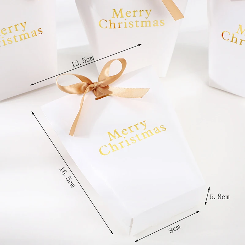 5 шт высококлассные белые бронзовые "с Рождеством" коробки конфет Подарочная коробка посылка вечерние пакеты упаковочные коробки для гостей вечерние Декор