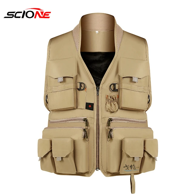 Men Multi-function Fishing Vest Scratchproof Soft Multi-pocket Fishing  Jacket Outdoors Camping Army Fisherman Clothig