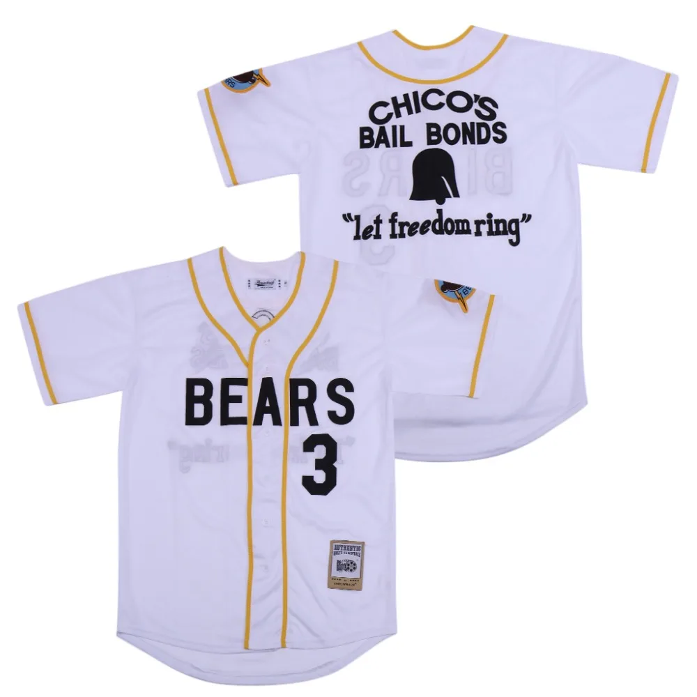 Футболка с отворотами Bad News Bears, бейсбольные майки, 3 цвета, белая стежка, высокое качество,, спортивная одежда