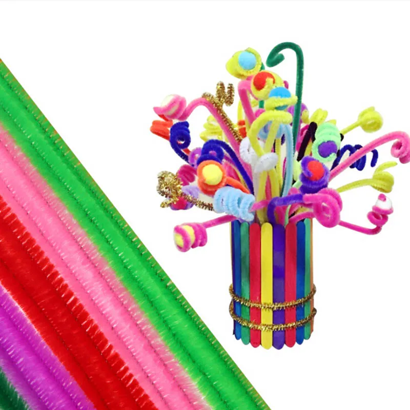 

100pcs Pipe Cleaners for DIY Craft Chenille Stems Handmade Handicraft Twist Rod Braiding Wire Children Kid Plush Educational Toy
